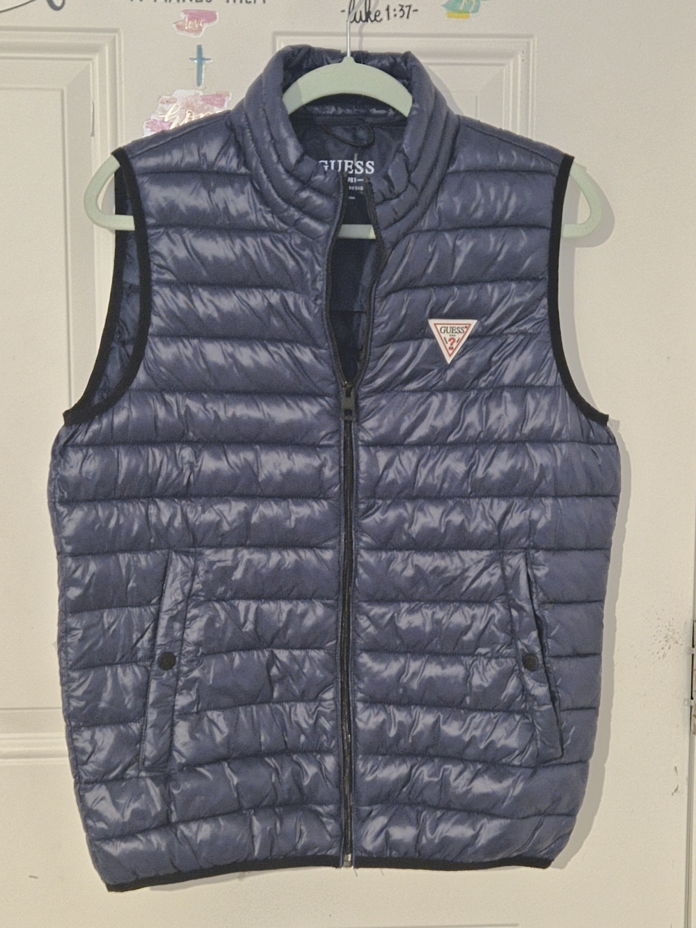 GUESS Men’s Quilted Puffer Vest in Navy